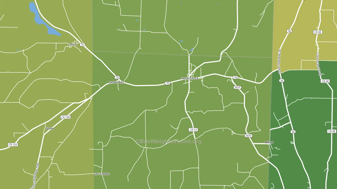 Canaseraga, NY block-group voter-turnout map