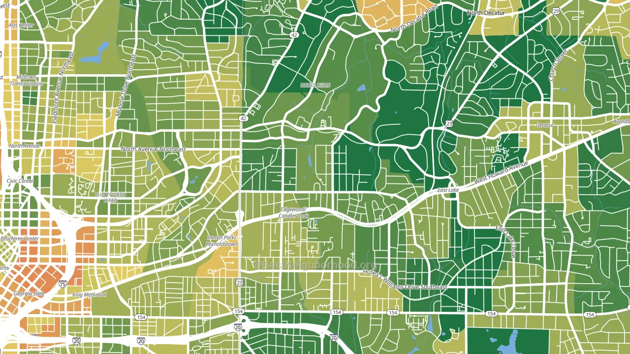 Candler Park, Atlanta, GA block-group voter-turnout map