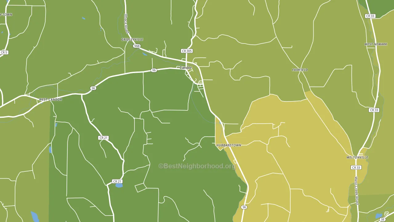 Candor, NY block-group voter-turnout map