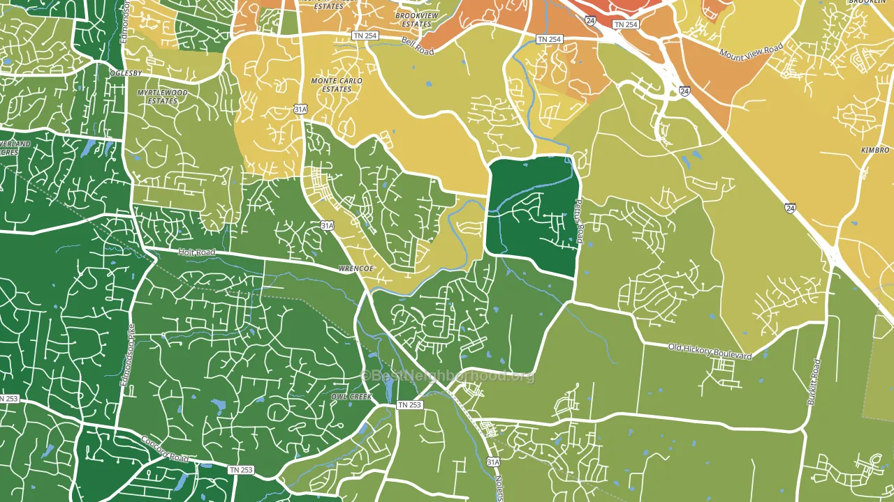 Cane Ridge, Antioch, TN block-group voter-turnout map