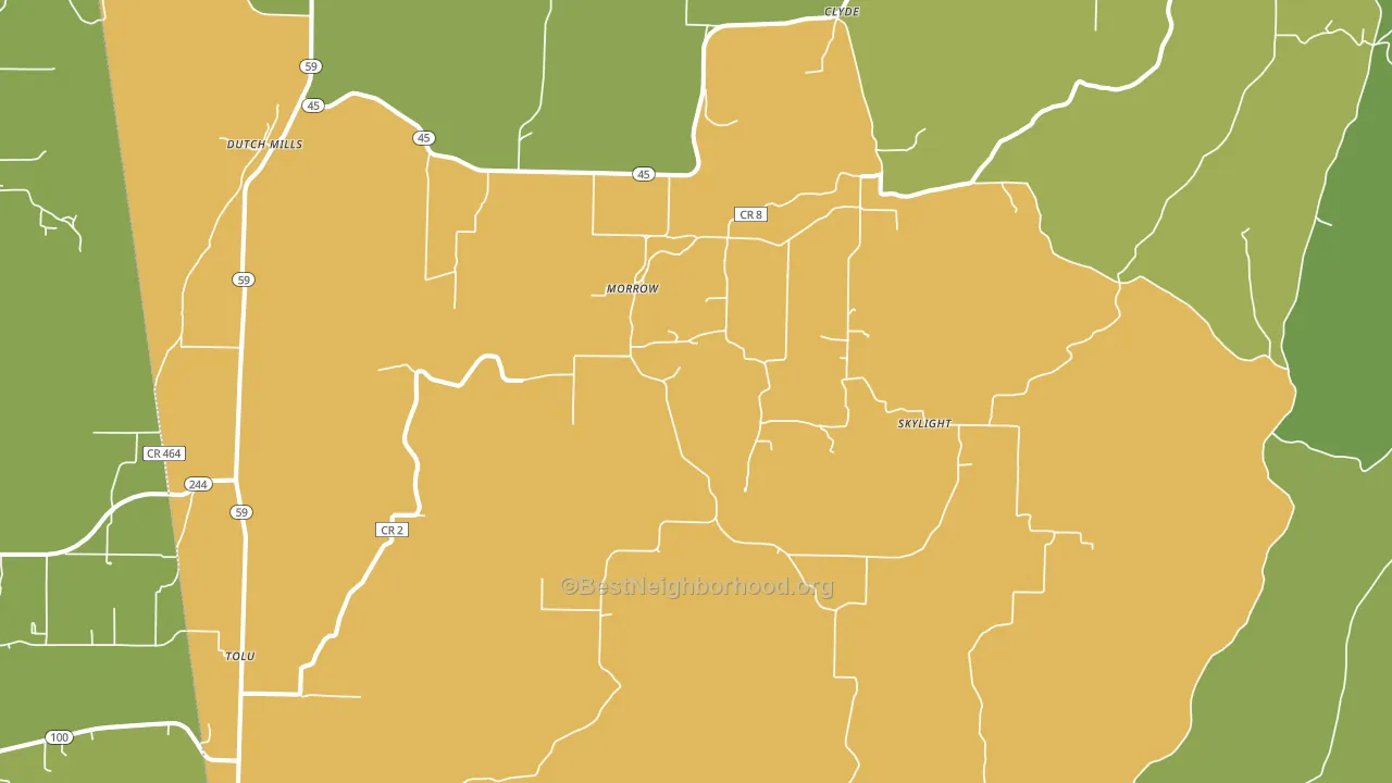 Canehill, AR block-group voter-turnout map