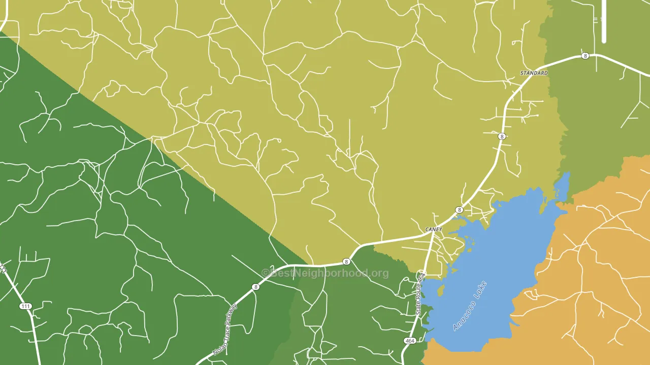 Caney, LA block-group voter-turnout map