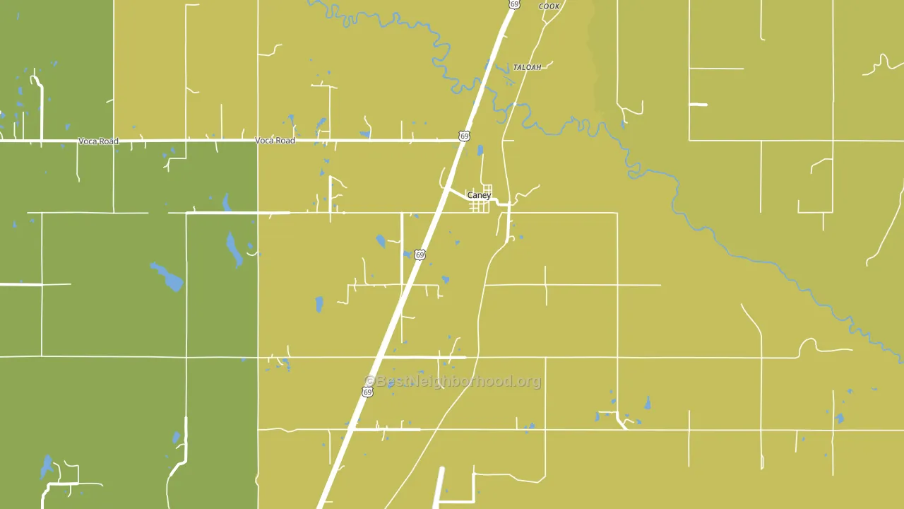Caney, OK block-group voter-turnout map