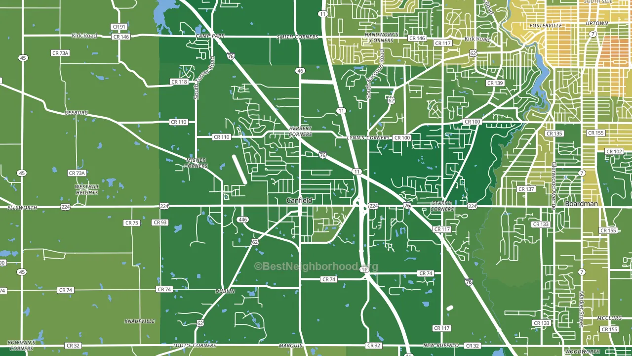 Canfield, OH block-group voter-turnout map