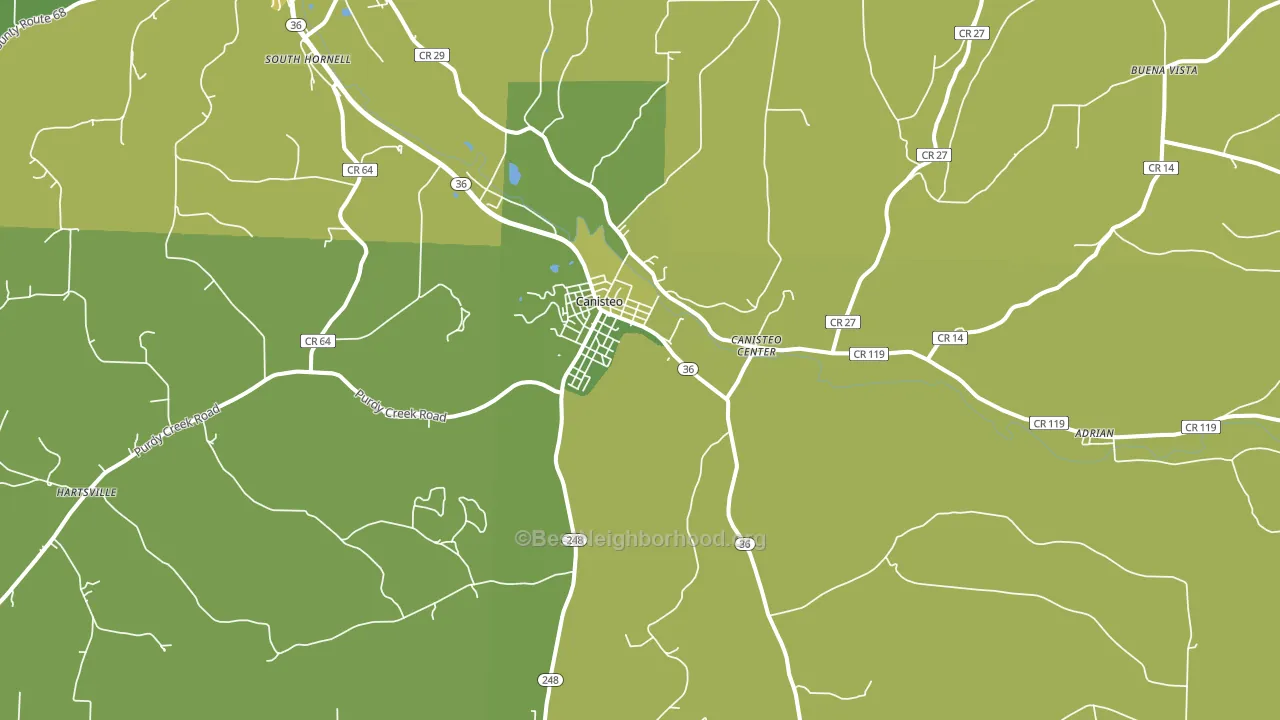 Canisteo, NY block-group voter-turnout map
