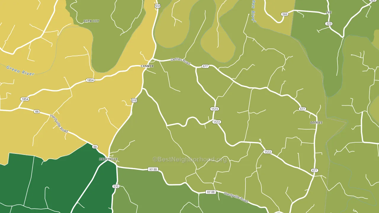 Canmer, KY block-group voter-turnout map