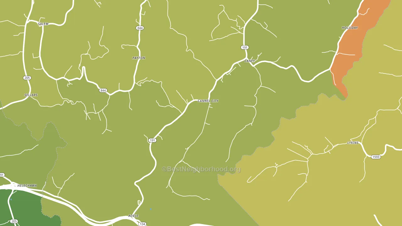 Cannel City, KY block-group voter-turnout map