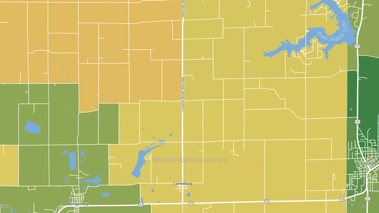 Cannelburg, IN block-group voter-turnout map