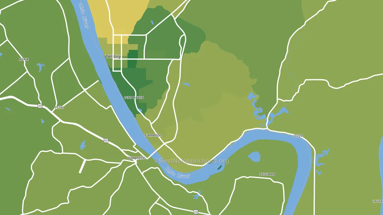 Cannelton, IN block-group voter-turnout map