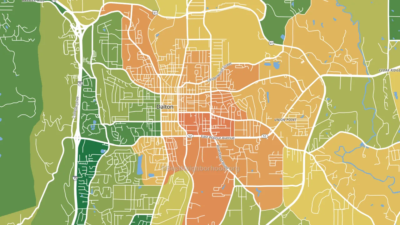 Cannon Heights, Dalton, GA block-group voter-turnout map