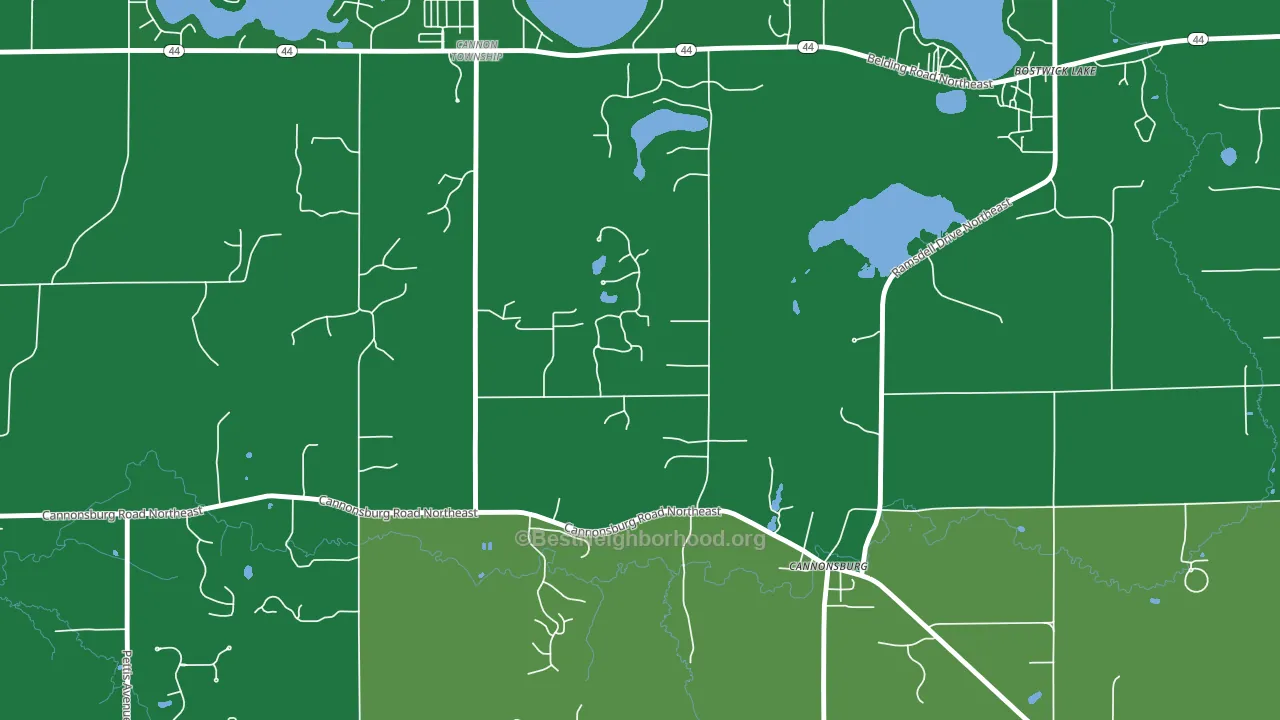Cannonsburg, MI block-group voter-turnout map