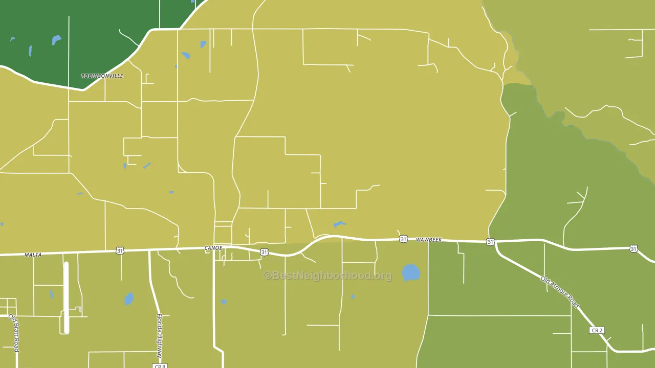 Canoe, AL block-group voter-turnout map