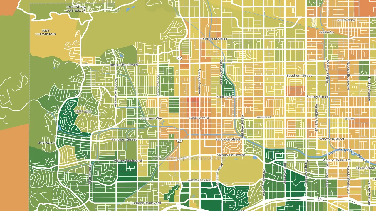 Canoga Park, CA block-group voter-turnout map