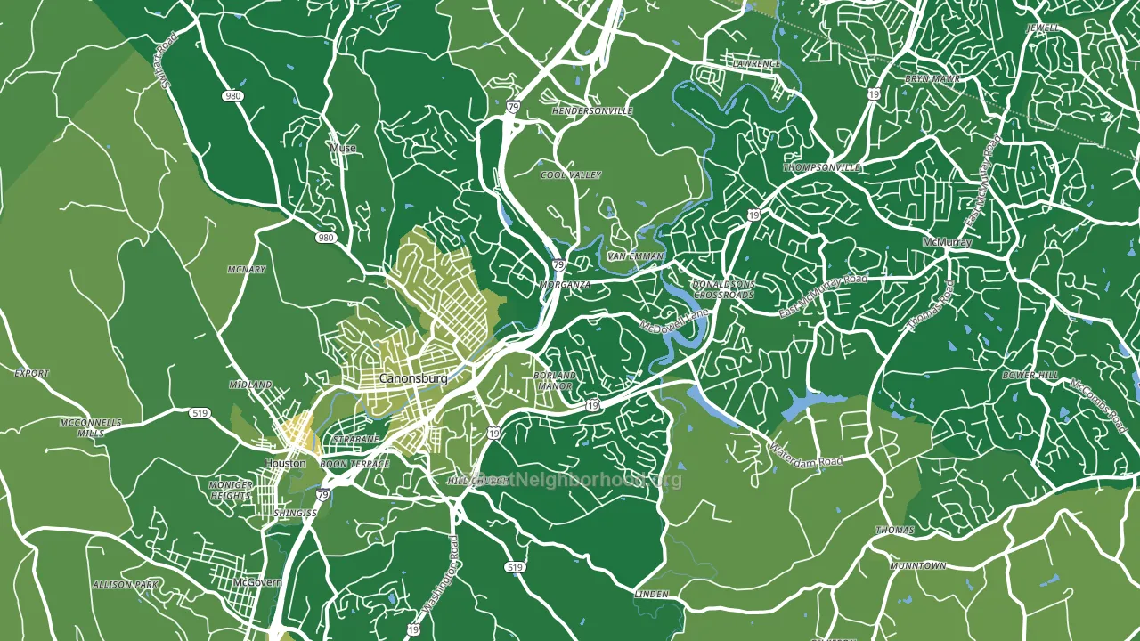 Canonsburg, PA block-group voter-turnout map