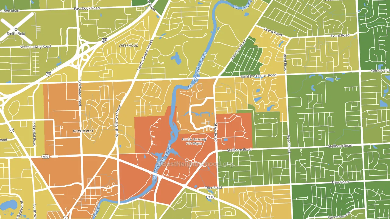 Canterbury Green, Fort Wayne, IN block-group voter-turnout map