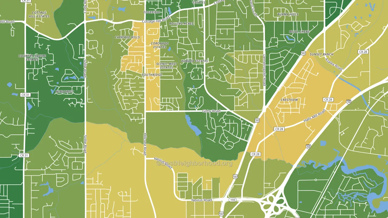 Canterbury, Mobile, AL block-group voter-turnout map