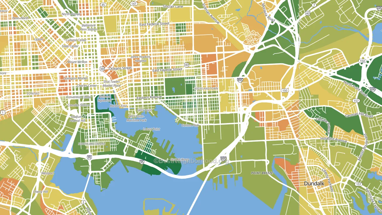 Canton, Baltimore, MD block-group voter-turnout map