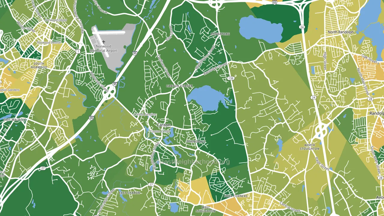 Canton, MA block-group voter-turnout map