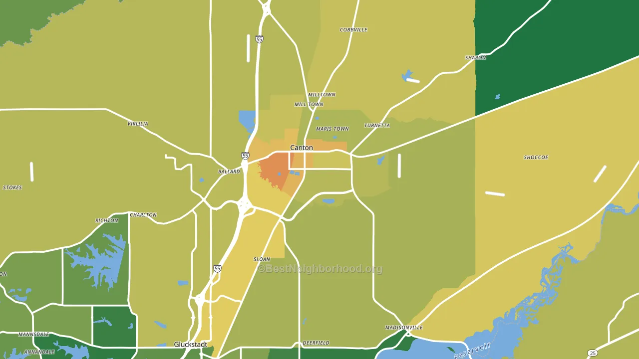 Canton, MS block-group voter-turnout map