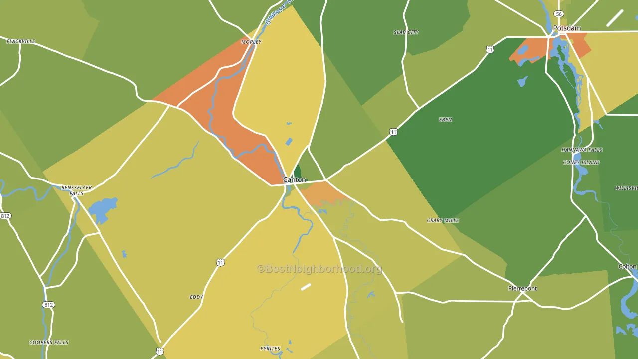 Canton, NY block-group voter-turnout map