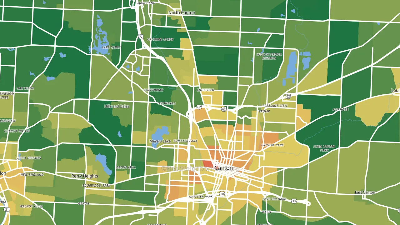 Canton, OH block-group voter-turnout map