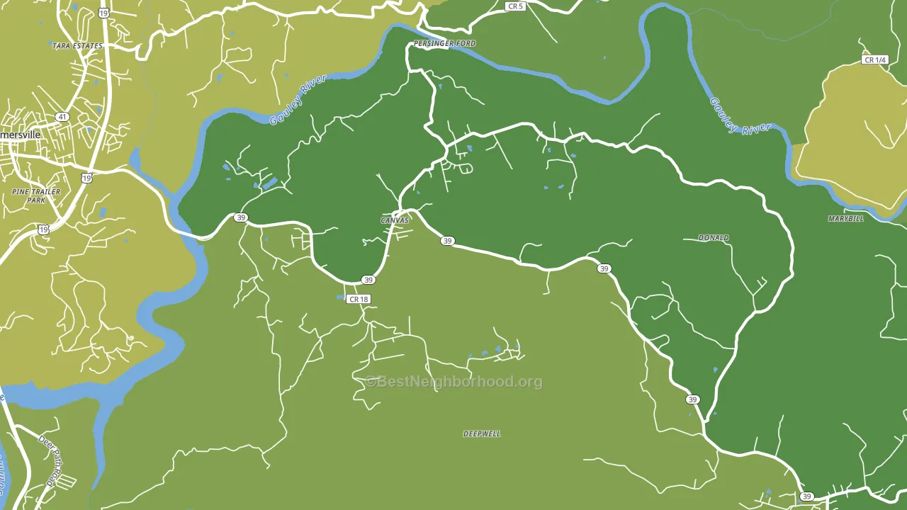 Canvas, WV block-group voter-turnout map