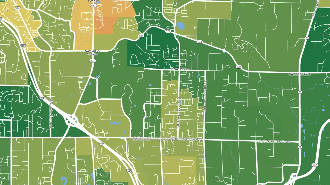 Canyon Creek-39th SE, Bothell, WA block-group voter-turnout map