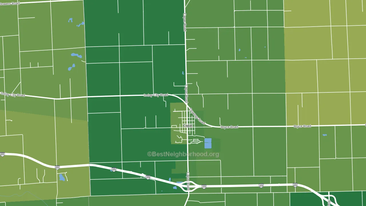 Capac, MI block-group voter-turnout map