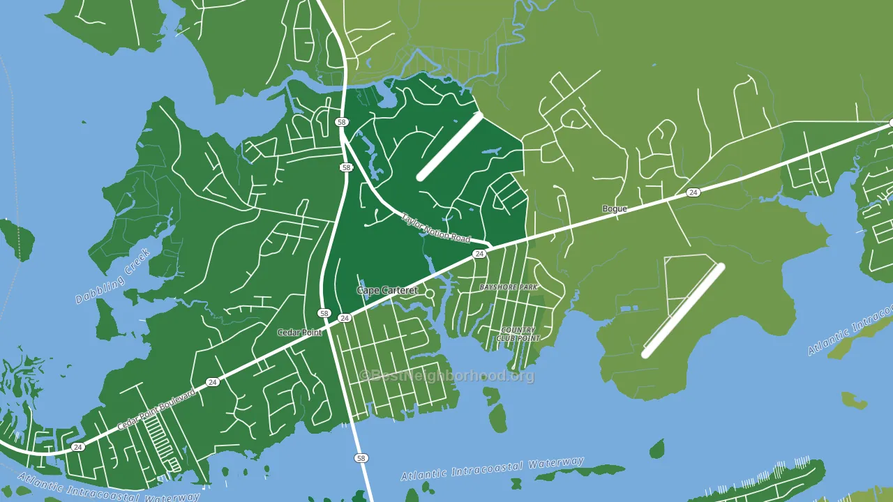 Cape Carteret, NC block-group voter-turnout map