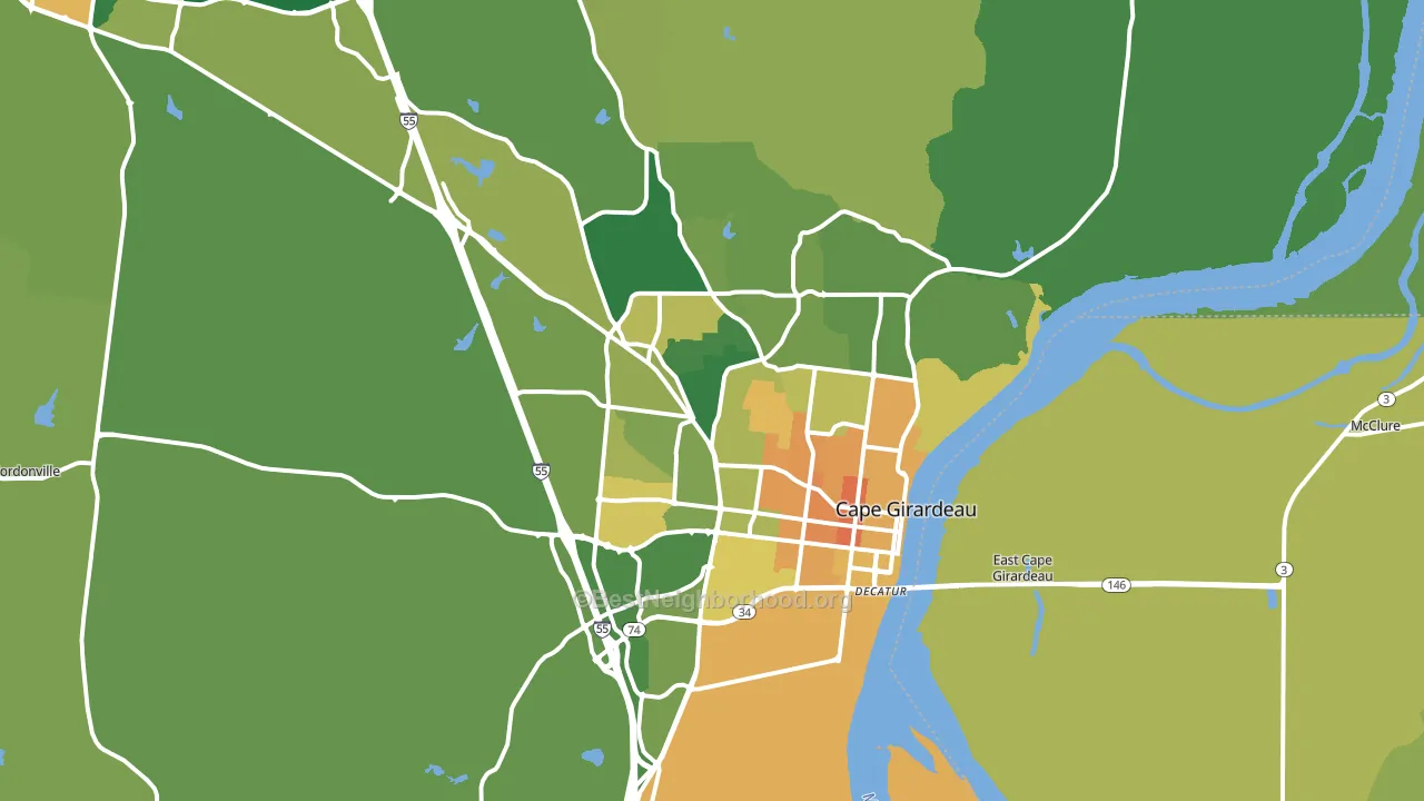 Cape Girardeau, MO block-group voter-turnout map