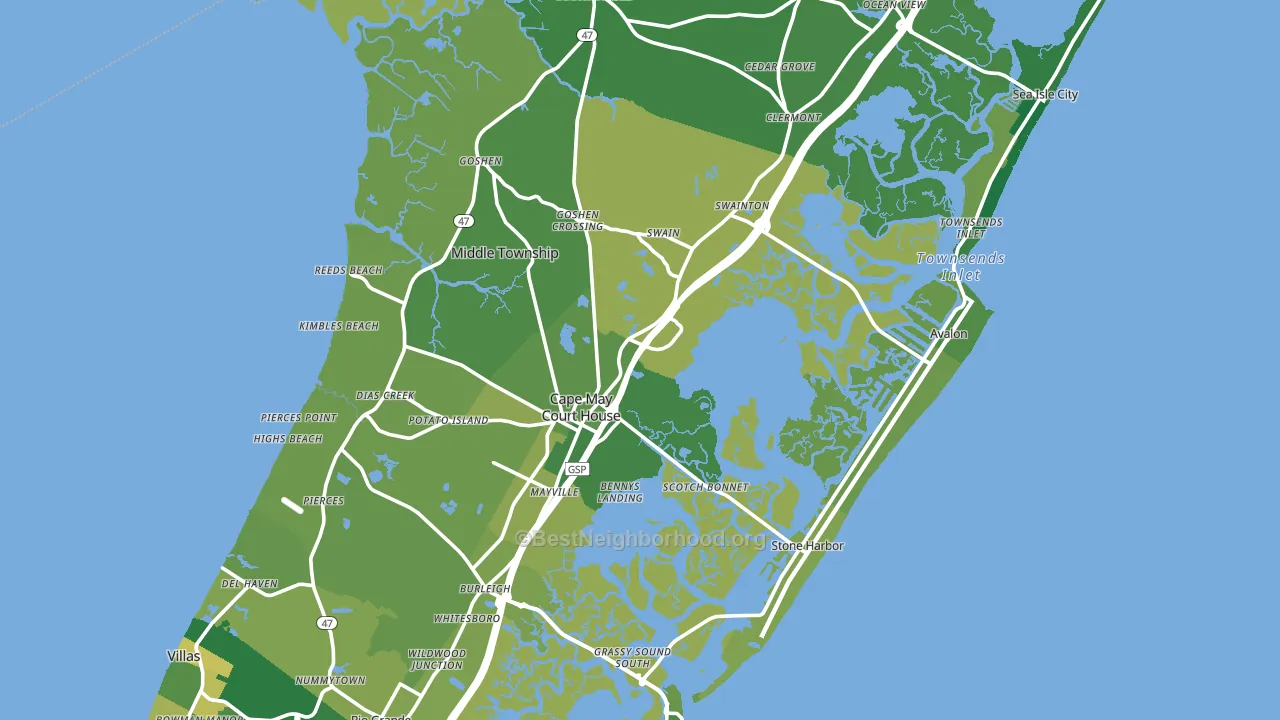 Cape May County, NJ block-group voter-turnout map
