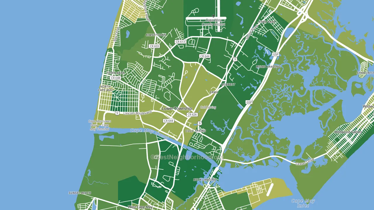 Cape May, NJ block-group voter-turnout map