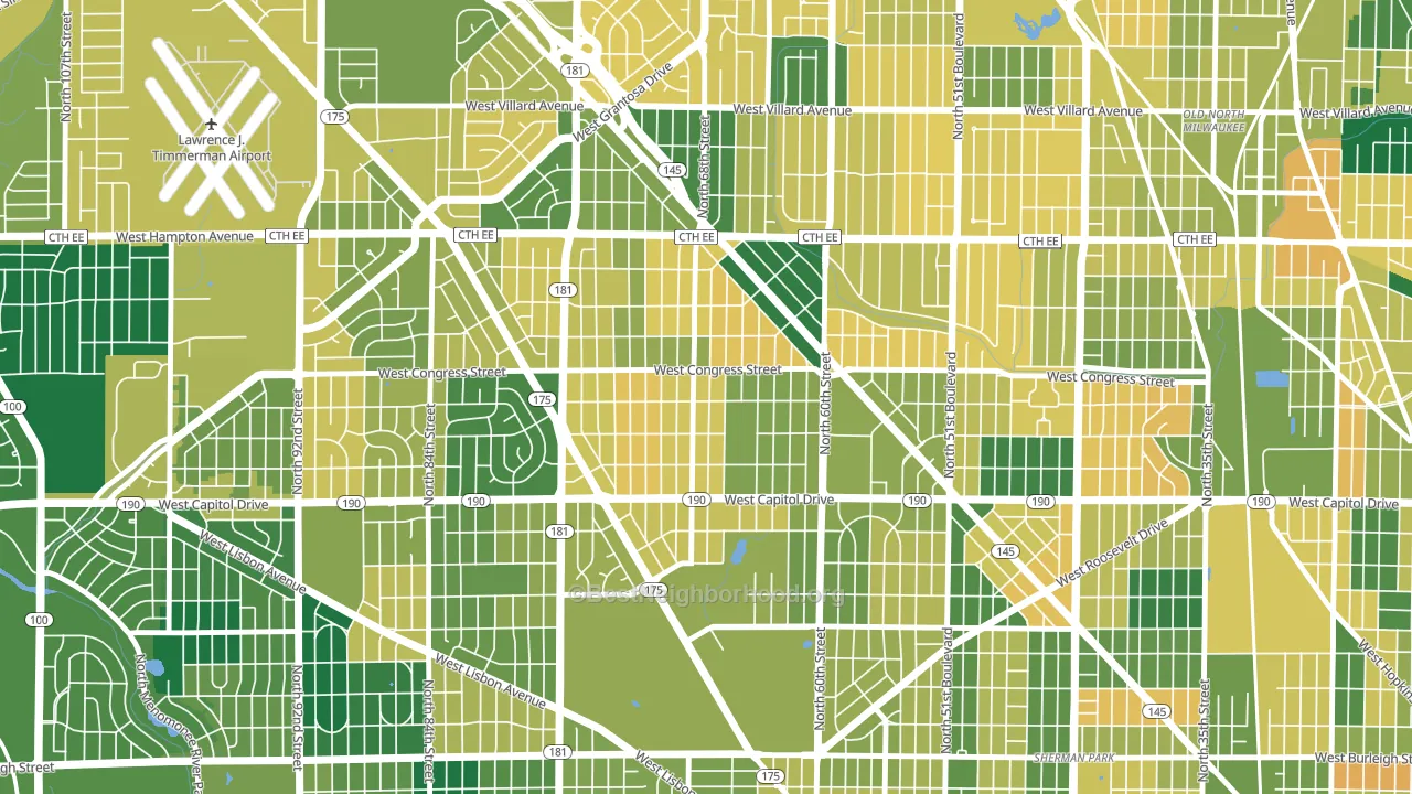 Capitol Heights, Milwaukee, WI block-group voter-turnout map