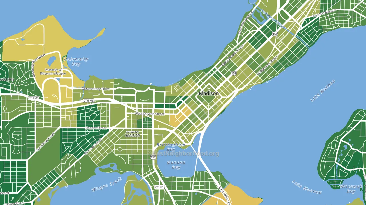 Capitol, Madison, WI block-group voter-turnout map