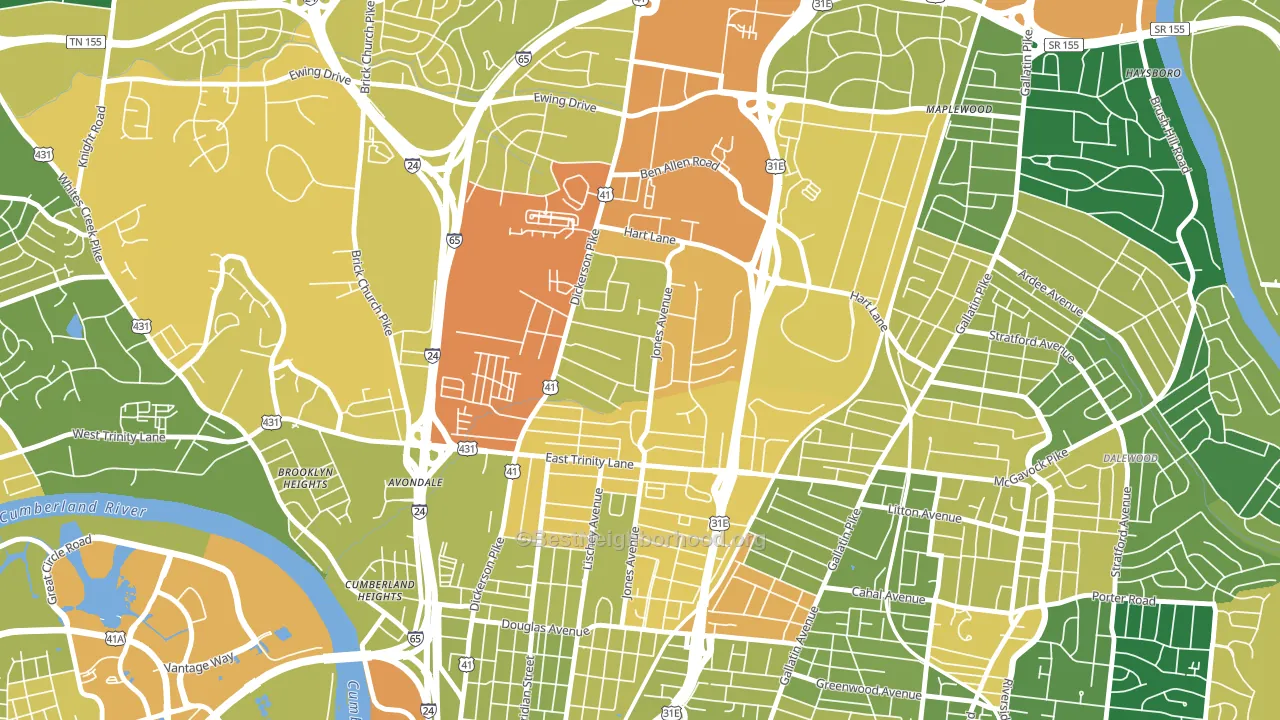 Capitol View, Nashville, TN block-group voter-turnout map