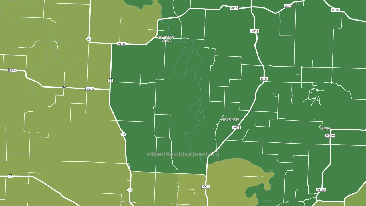 Caplinger Mills, MO block-group voter-turnout map