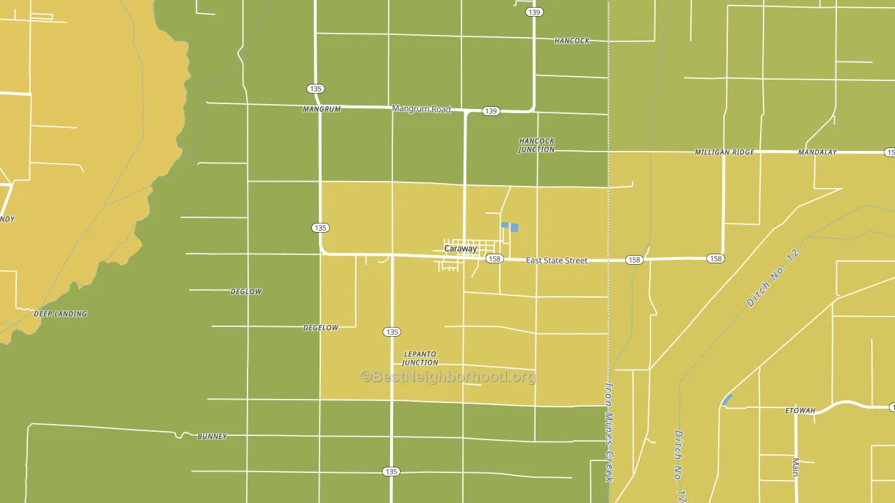 Caraway, AR block-group voter-turnout map