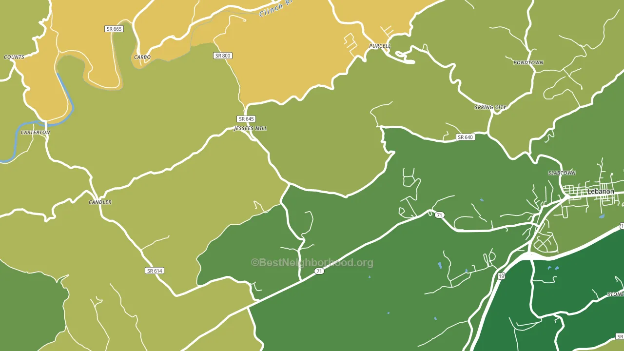 Carbo, VA block-group voter-turnout map