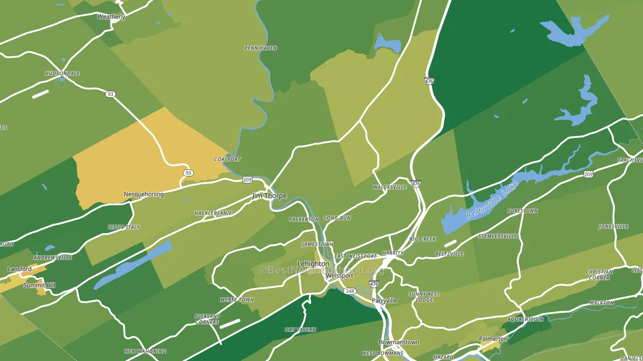 Carbon County, PA block-group voter-turnout map