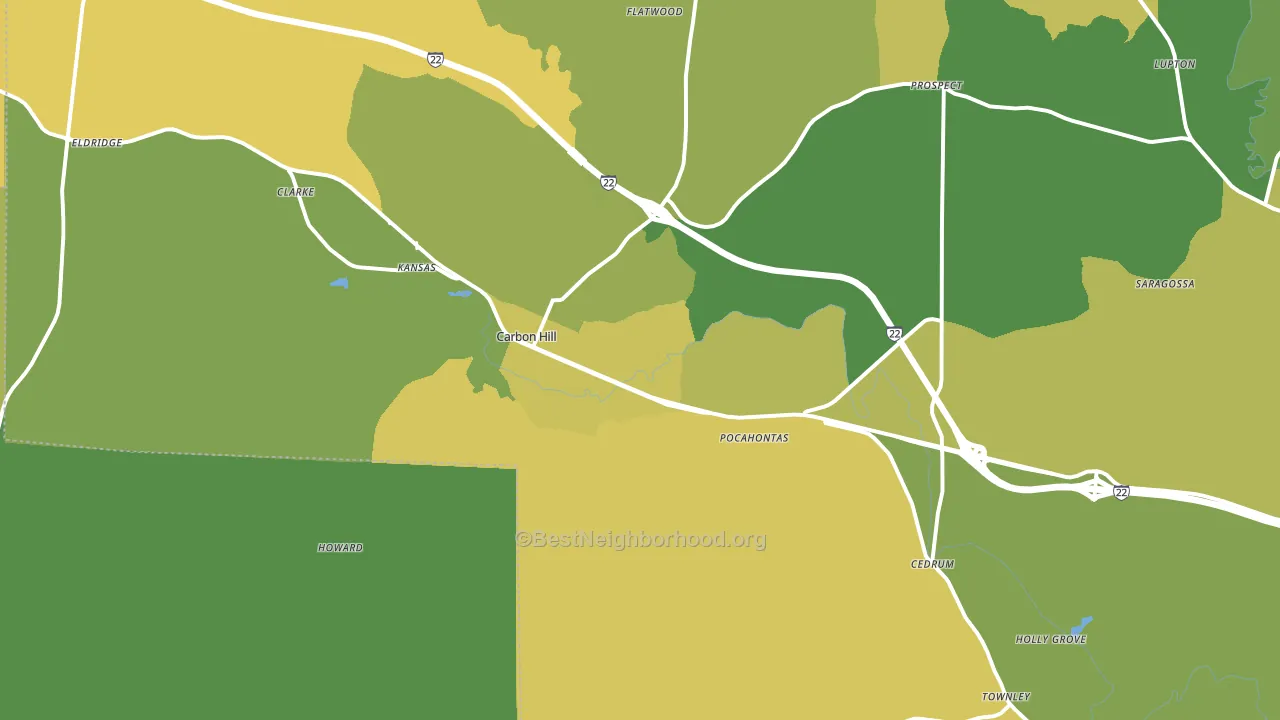 Carbon Hill, AL block-group voter-turnout map