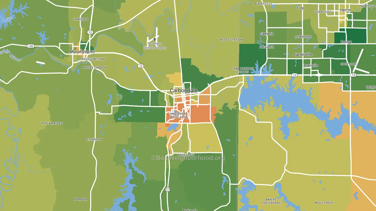 Carbondale, IL block-group voter-turnout map
