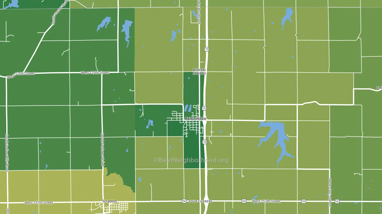 Carbondale, KS block-group voter-turnout map