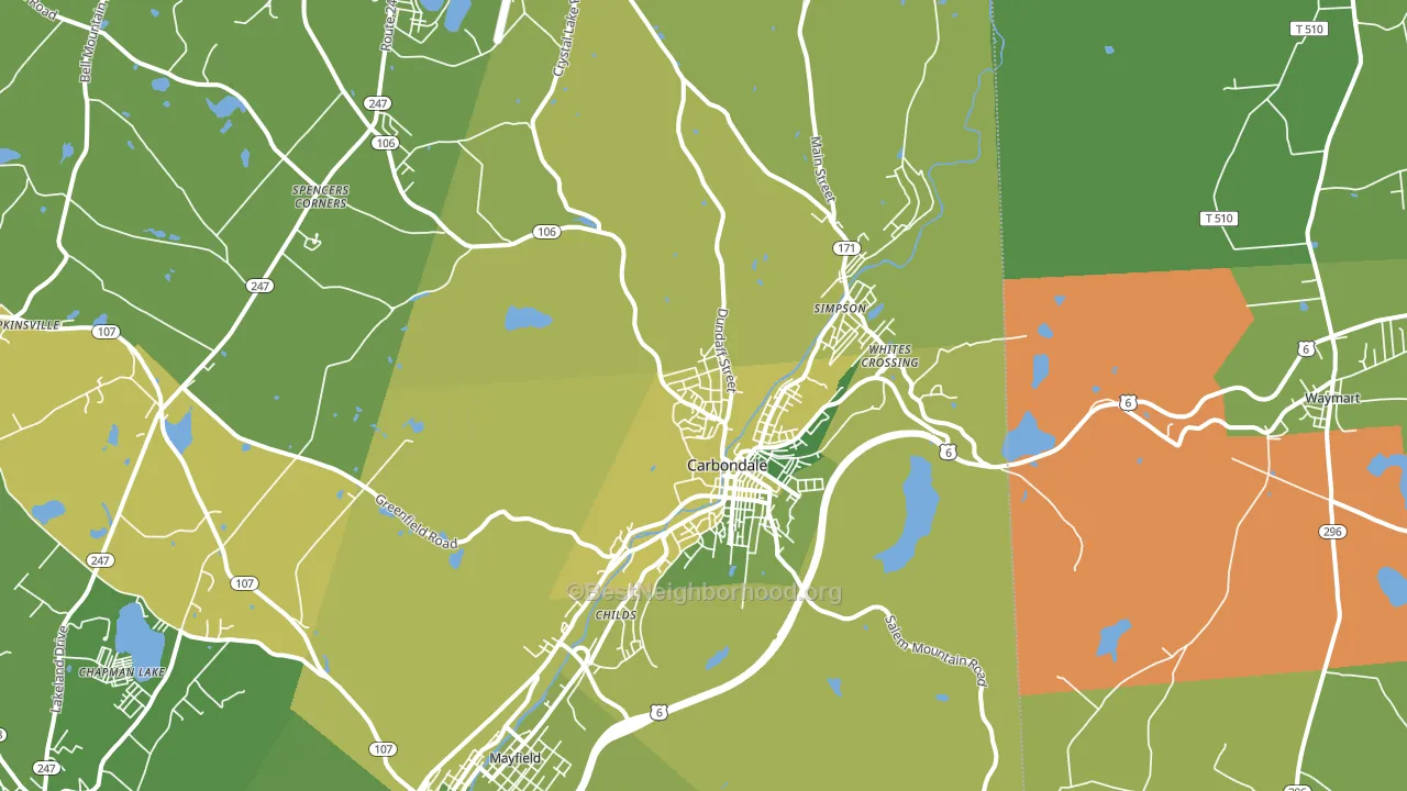 Carbondale, PA block-group voter-turnout map