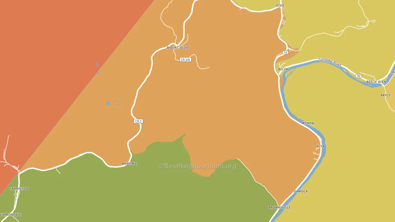 Carbondale, WV block-group voter-turnout map
