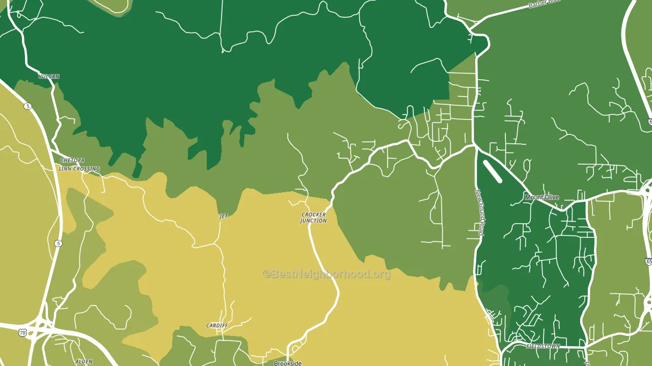 Cardiff, AL block-group voter-turnout map