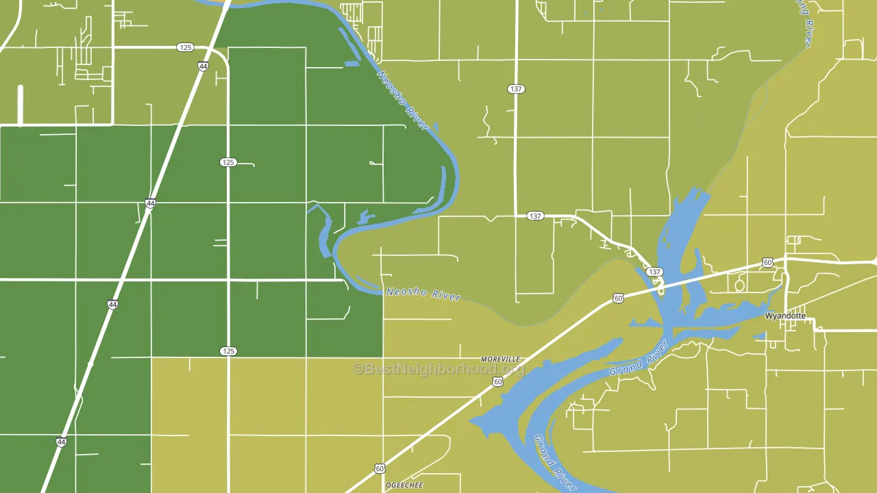 Cardin, OK block-group voter-turnout map