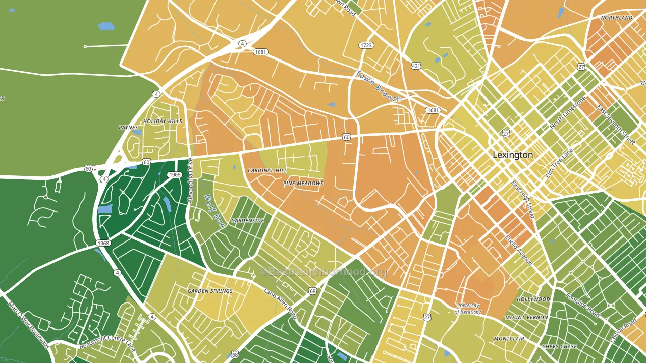Cardinal Hill-Pine Meadow, Lexington, KY block-group voter-turnout map
