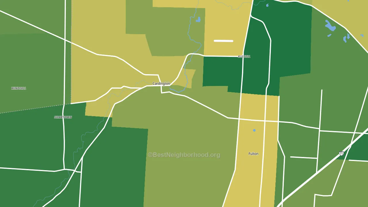 Cardington, OH block-group voter-turnout map