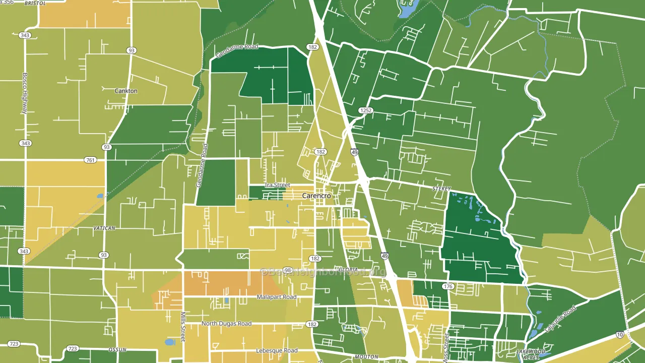 Carencro, LA block-group voter-turnout map