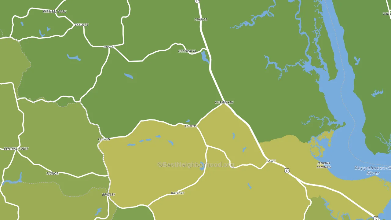 Caret, VA block-group voter-turnout map